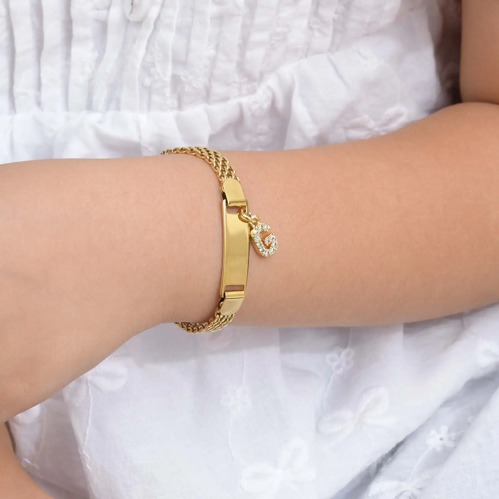 

Детские браслеты Vnox с буквами A-Z, цепочка из нержавеющей стали для детей с милой заготовкой для надписи, подарок для детей.