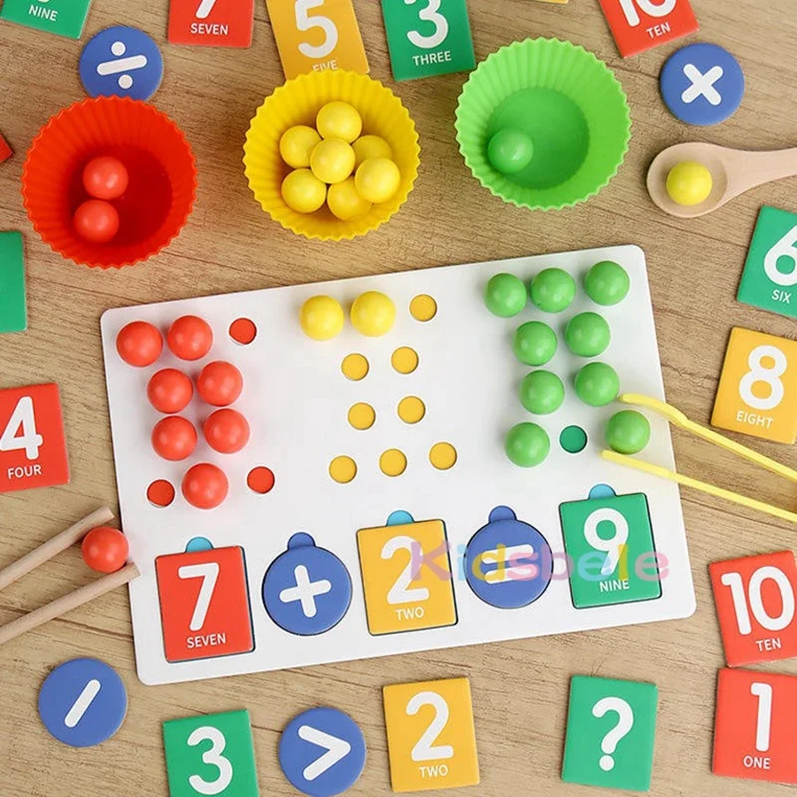 Cuentas de Clip Montessori para niños, conteo de matemáticas de madera, clasificación de entrenamiento de Motor fino, clasificación de colores, juguetes educativos, regalos