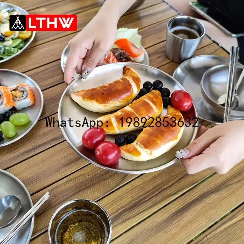 

x-14 Outdoor Tableware Portable Set Camping Supplies Equipment Picnic Bowls Cups Chopsticks Spoons 304 Stainless Steel