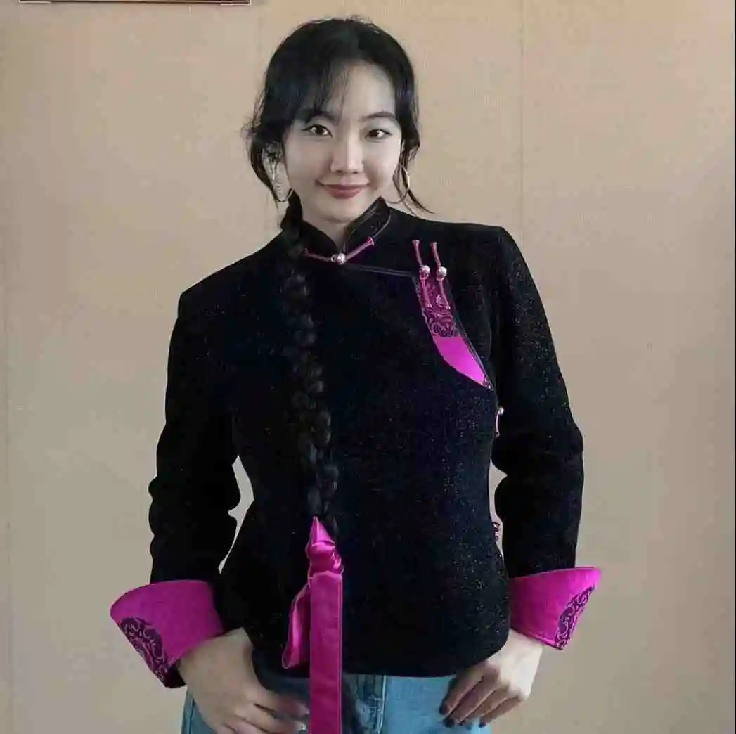 Spring and Autumn Winter Mongolian Element Women's Tops Classic Short Ethnic Coat Ulan Bator Trend Lady Boutique Jacket TP012