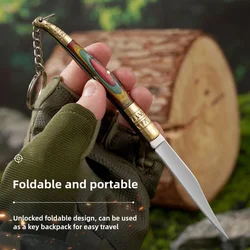 Colored Wood Outdoor Camping Convenient Folding Knife Household Keychain Tibetan Multi Functional Pocket Tactical Knife