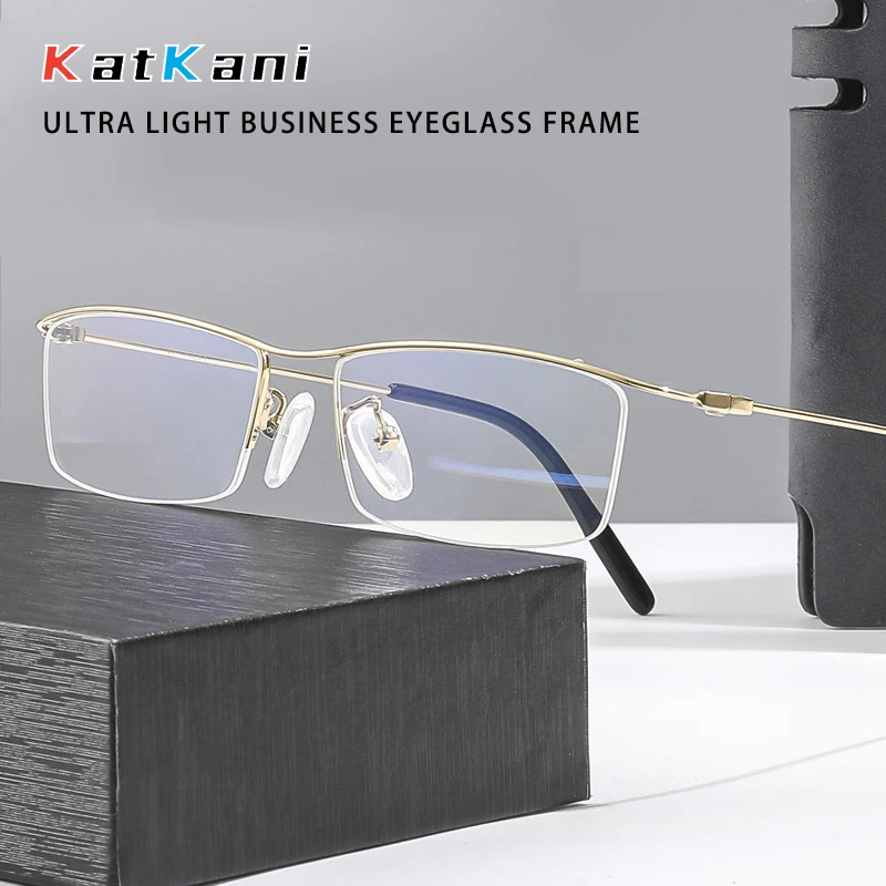 

KatKani Fashion Retro Spectacle Ultra Light Pure Titanium Eyewear Optical Prescription Glasses Frame Man Woman Eyeglasses 6688