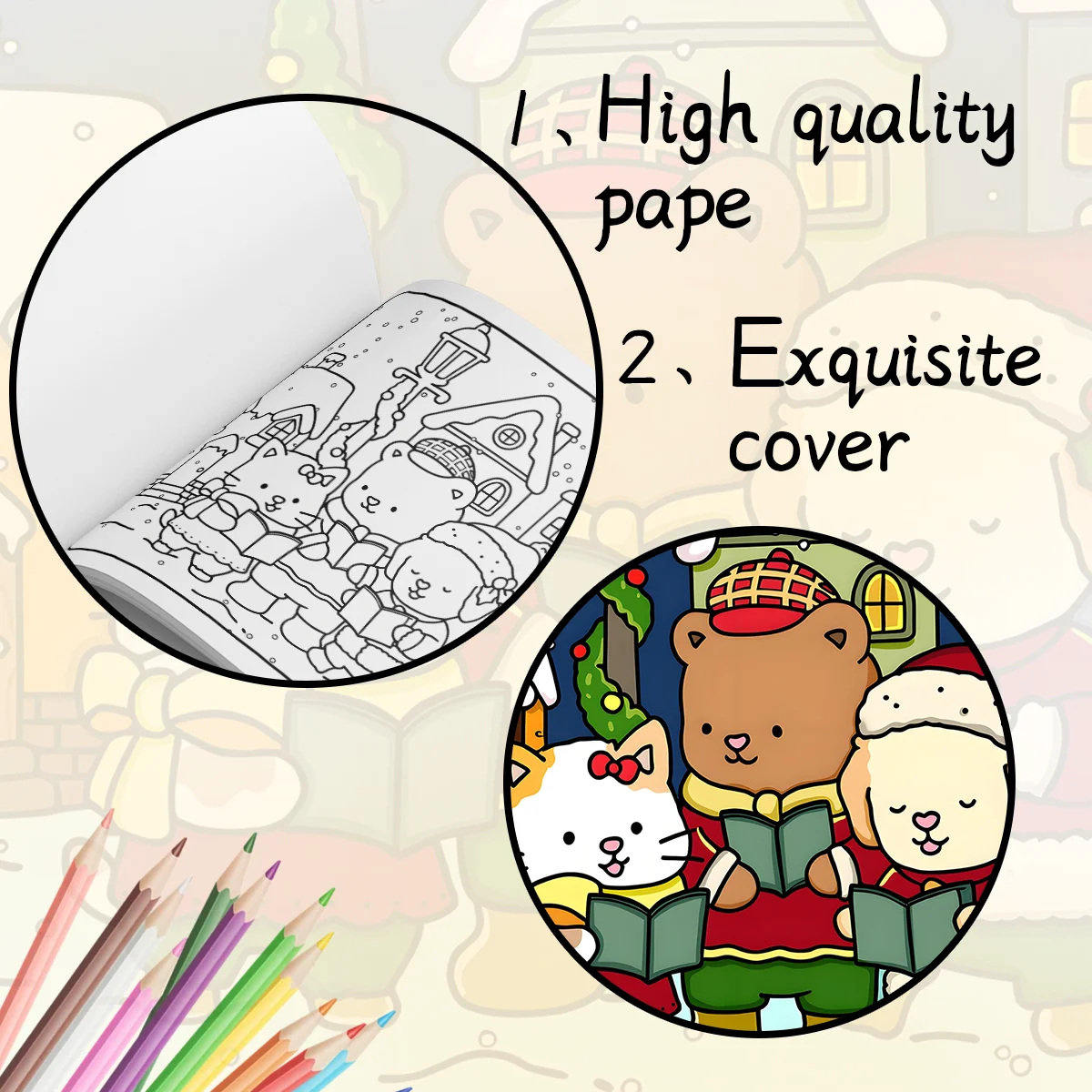 Friends In The Snow Line Coloring Book, An Upgraded 24 Page Comfortable Friend Book With Super Cute Animal And Character