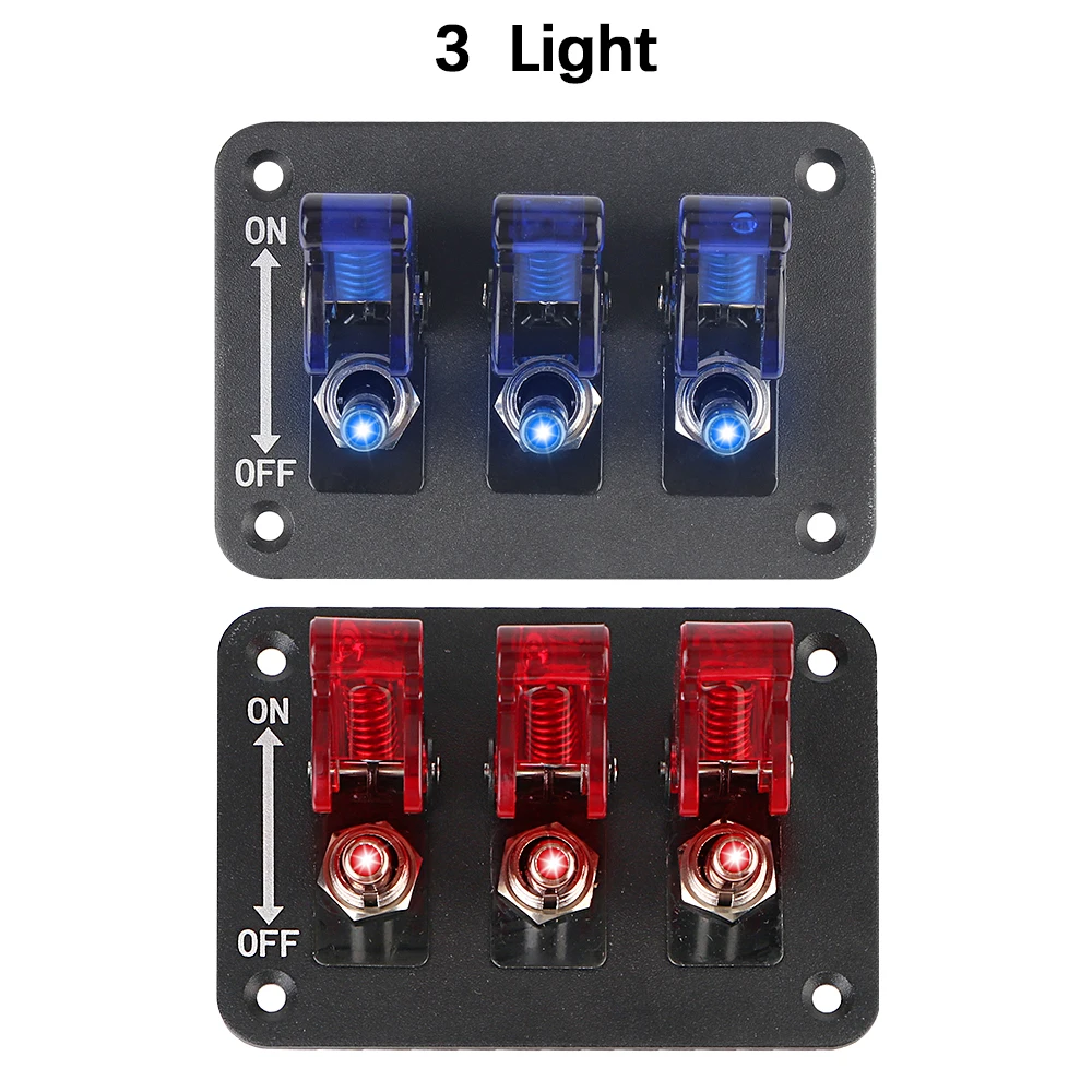 LED Light Heavy-Duty ON/Off Switch Plate Rocker Switch Panel 3 Position Toggle Switch Panel 12V-24V DC Racing Car Engine Switch