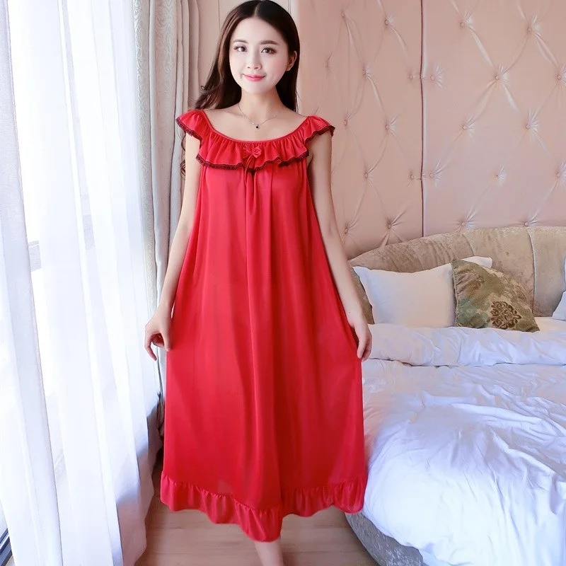 Oversize 6XL O Neck Women Satin Nightgown Sexy Sleepwear Short Sleeve Ladies Silk Nightwear Sleep Wear Night Gown Lingerie Dress