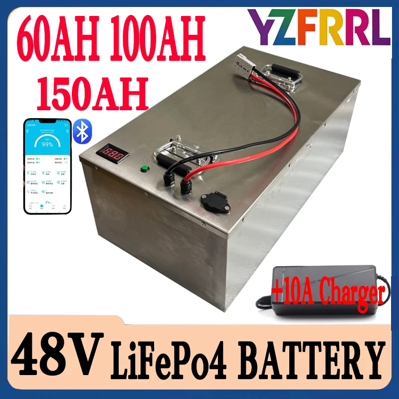 

Batteria al litio LifePo4 48V 60Ah 100AH 150Ah, carrello da golf, veicolo elettrico + caricabatterie