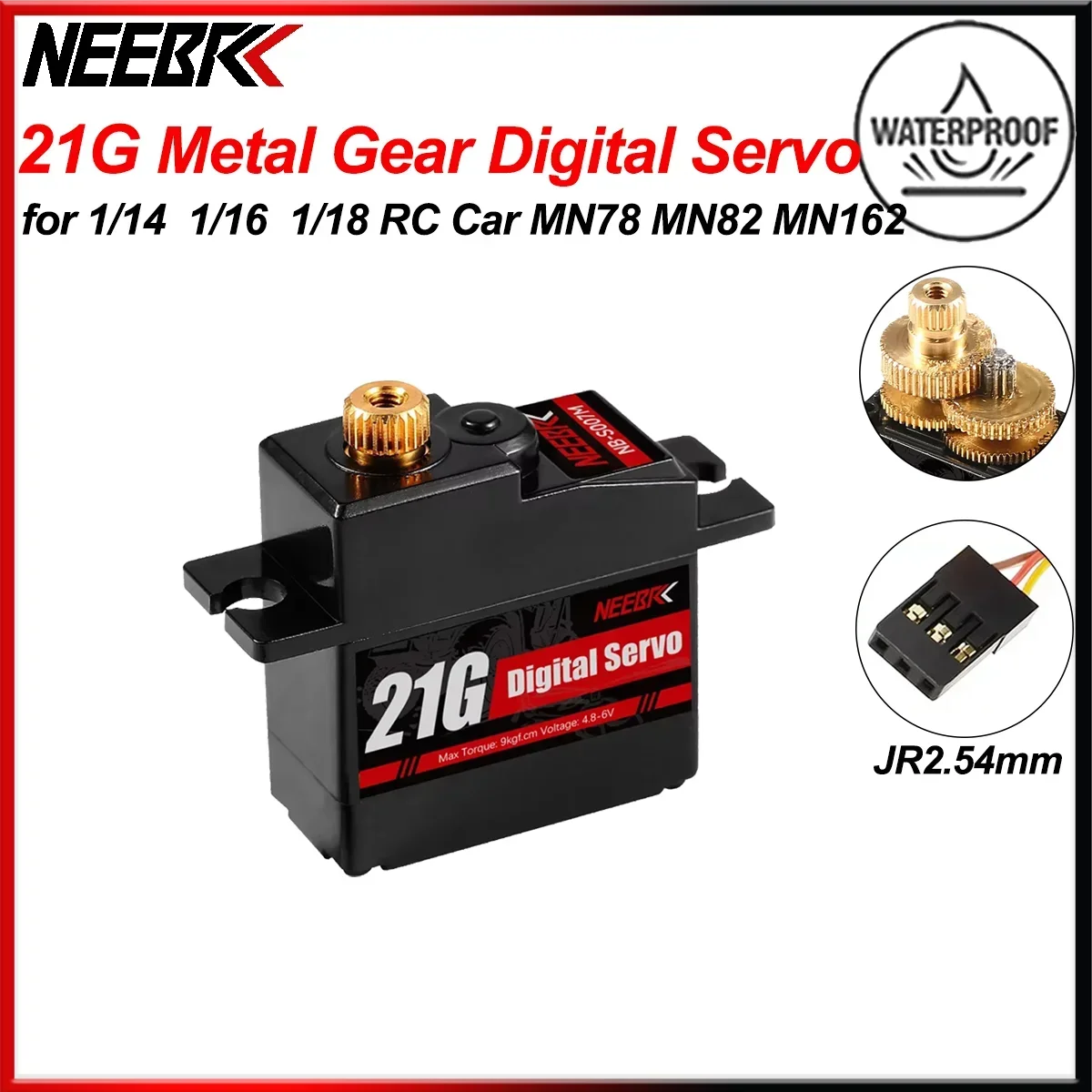 

NEEBRC 21G Digital Waterproof Metal Gear Servo for 1/14 1/18 1/16 MN82 MN78 MN99S Hyper GO RC Crawler Car Drone Boat Robot