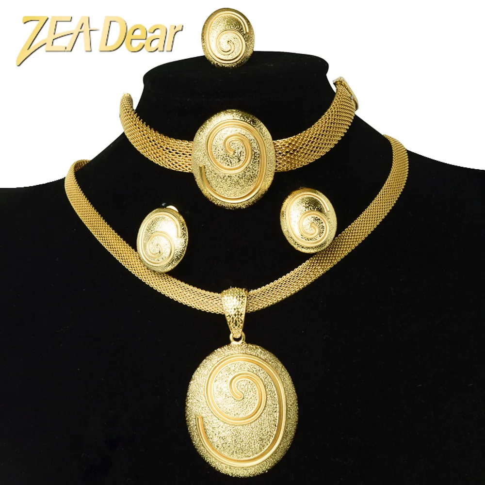 

ZEADear Jewelry Sets Egg Shape Bridal Wedding Earrings Necklace Bracelet Ring Gold Plated Anniversary Jewellery Wholesale Gift