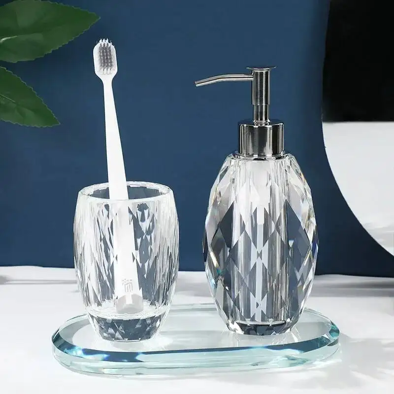 Bathroom Supplies Transparent Glass Lotion Bottle Tray Household Soap Dispenser Aromatherapy Bottle Bathroom Storage Box