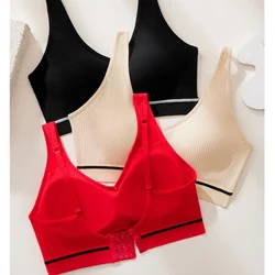 Reggiseno sportivo in cotone Top donna con perline Crop Top Beauty Back intimo senza cuciture canotte con scollo a V Push Up Lingerie canotta