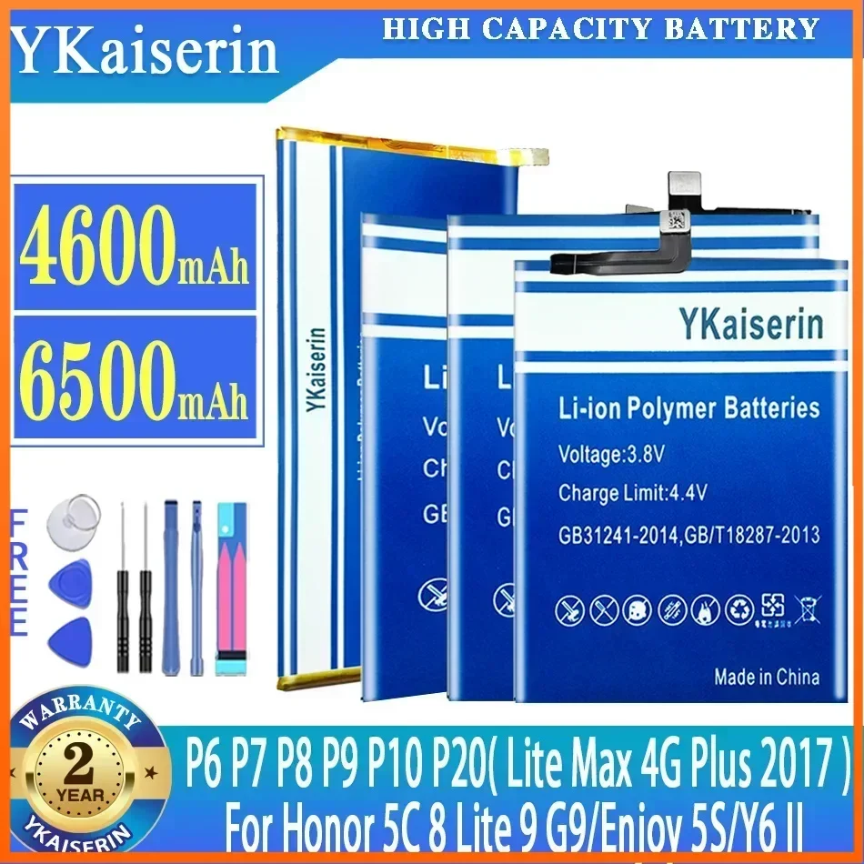 YKaiserin Battery for Huawei Ascend P6 P7 P8 P9 P10 P20 Lite Max 4G Plus 2017/Enjoy 5S/Y6 II/For Honor 5C 8 Lite 9 G9 Batterie