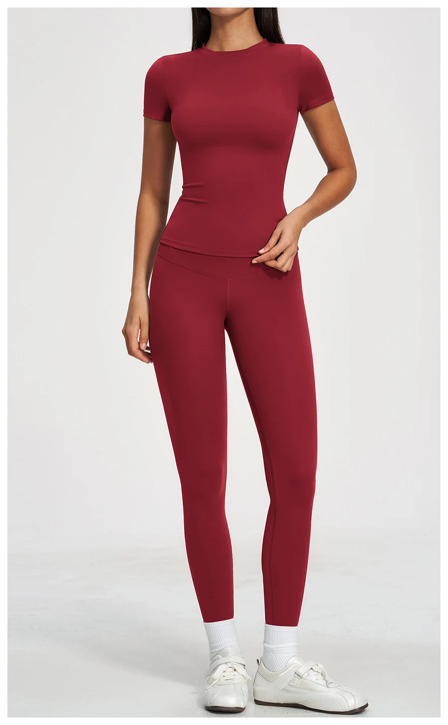 Yoga-Set 2-teilig Sportbekleidung Fitnesskleidung Yoga-Anzüge Damen Fitness-Set Trainingsanzüge Sport Langarm Crop Top Gym High Waist Leggings – Detail 25