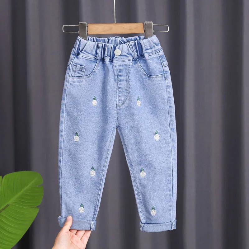 Pantalon en denim décontracté pour enfants, pantalon en coton pour filles, vêtements pour garçons, fjJeans pour enfants, haute qualité, envoyer ours, printemps, automne, 80-140cm