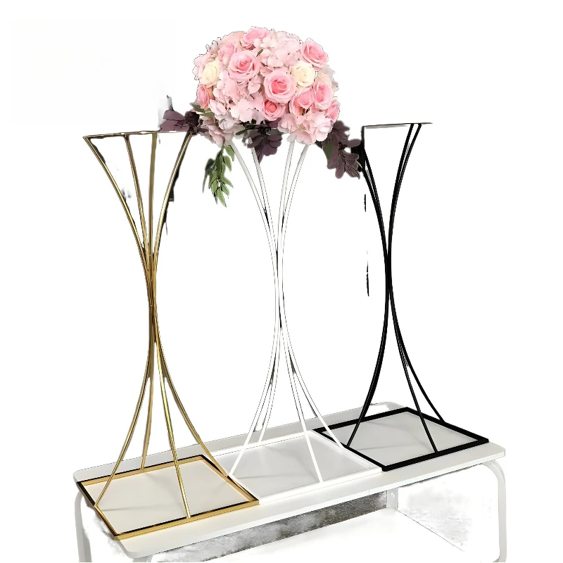 

European and American wedding decoration metal flower stand, gold, white and black simple flower stand