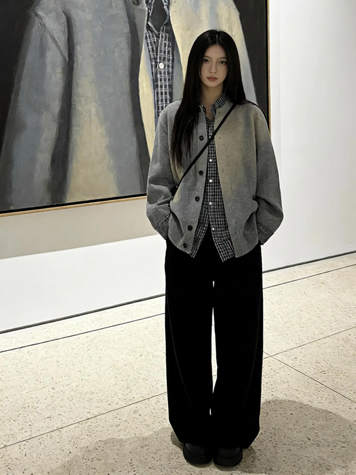 

Мужской вязаный кардиган в клетку, весенне-осенний, в американском стиле, свободного кроя, на пуговицах, с V-образным вырезом, с длинными рукавами