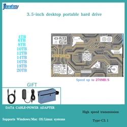 CoolFish Disco Rígido Externo, Armazenamento USB, Unidade SSD Portátil para Notebook Retro Gaming, 4T6T8T, 3,5