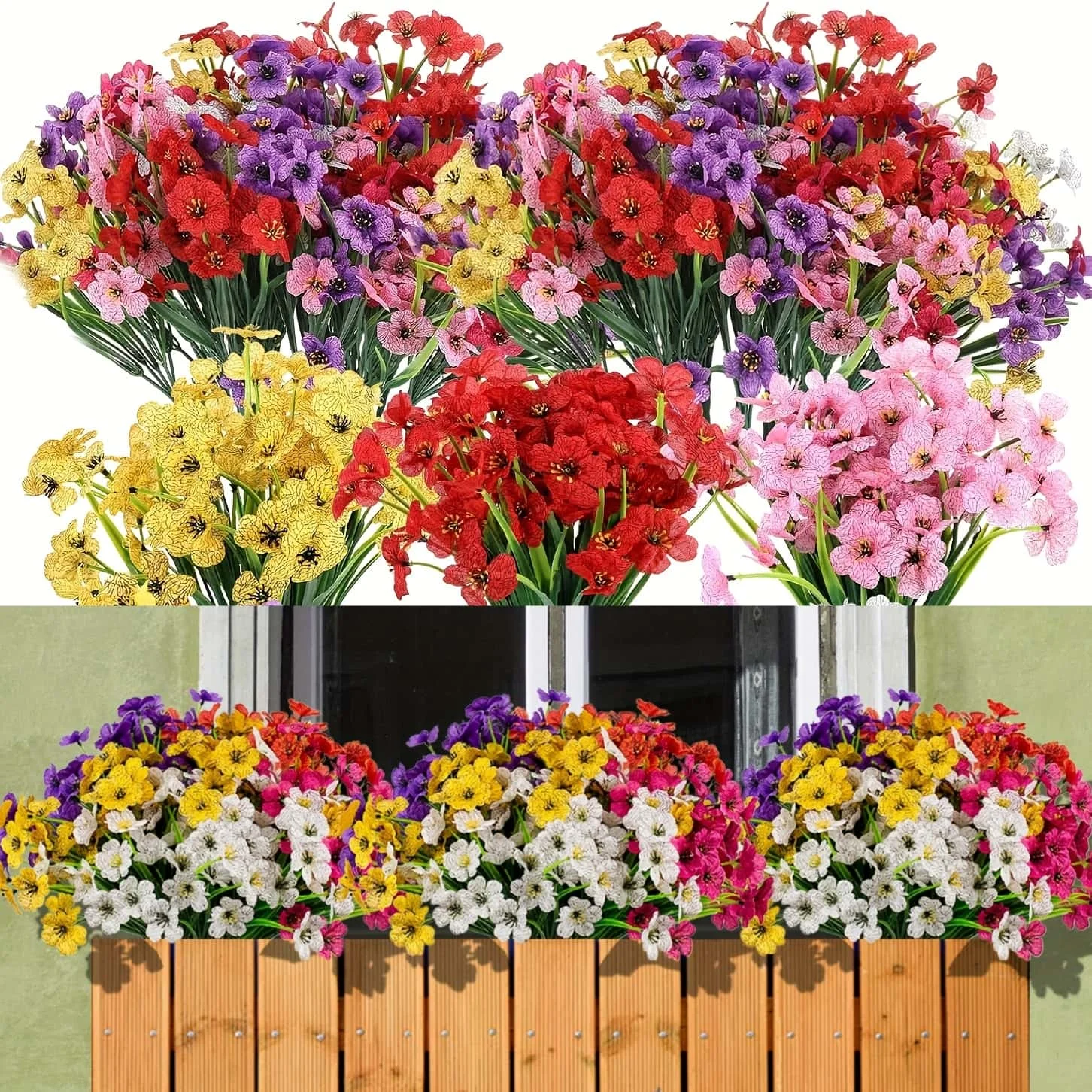 12 Stück UV-beständige künstliche violette Blumen-keine verblassen den Fenster kästen, Hochzeiten, Bauernhaus stil, Herbst, Halloween, Thanksgivin