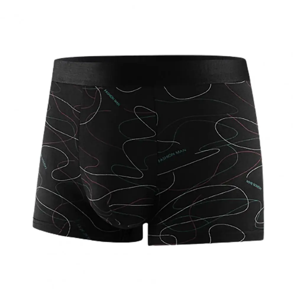 Men Underwear Men's Line Print Underpants with U Convex Design Comfortable Elastic Waistband Mid-rise Fit for Ultimate