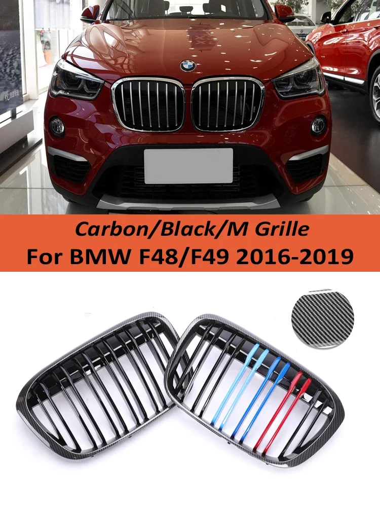 

Front Kidney Bumper Racing Grille M Color Radiator Carbon Grill Cover For BMW X1 Series F48 F49 2016-2019 XDrive Car Accessories