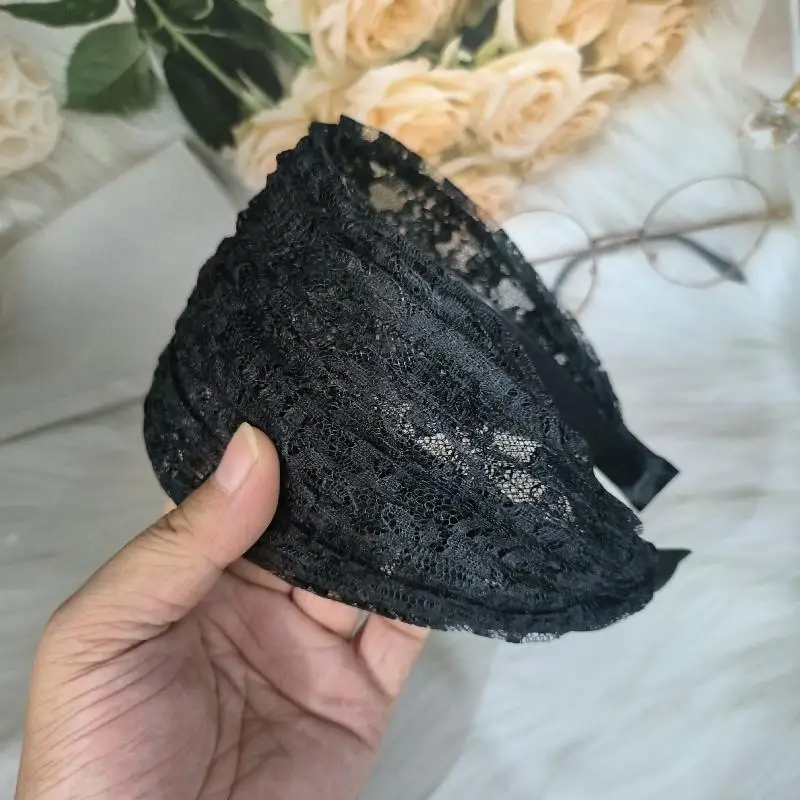 Blumen-Spitzen-Haarspange, breiter Haarreif, Haarband für Damen, Spitzen-Kopfschmuck, breites Haarband für Mädchen. – Detail 3