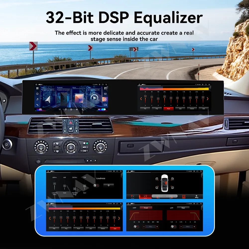 Stylish 21 Inch Dual Screen Android 14 Car Radio GPS Navi Wireless CarPlay Auto Accessories For BMW 5 Series E60 2004-2012 CCC