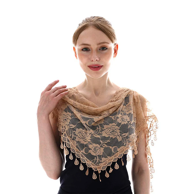 Floral Lace Triangle Scarf Spring And Summer Styles Breathable Hollow Out Solid Color Triangle Decorative Header Floral New 2023