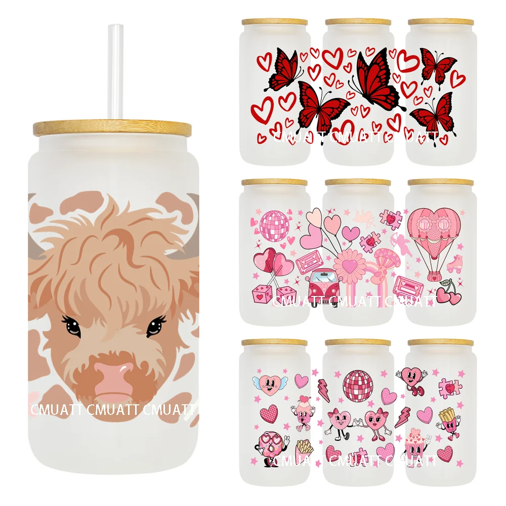 

Retro Westen Valentine Day 16OZ UV DTF Cup Wrap Transfer Sticker Custom Labels DIY Durable Waterproof Logo For Libbey Glass Can