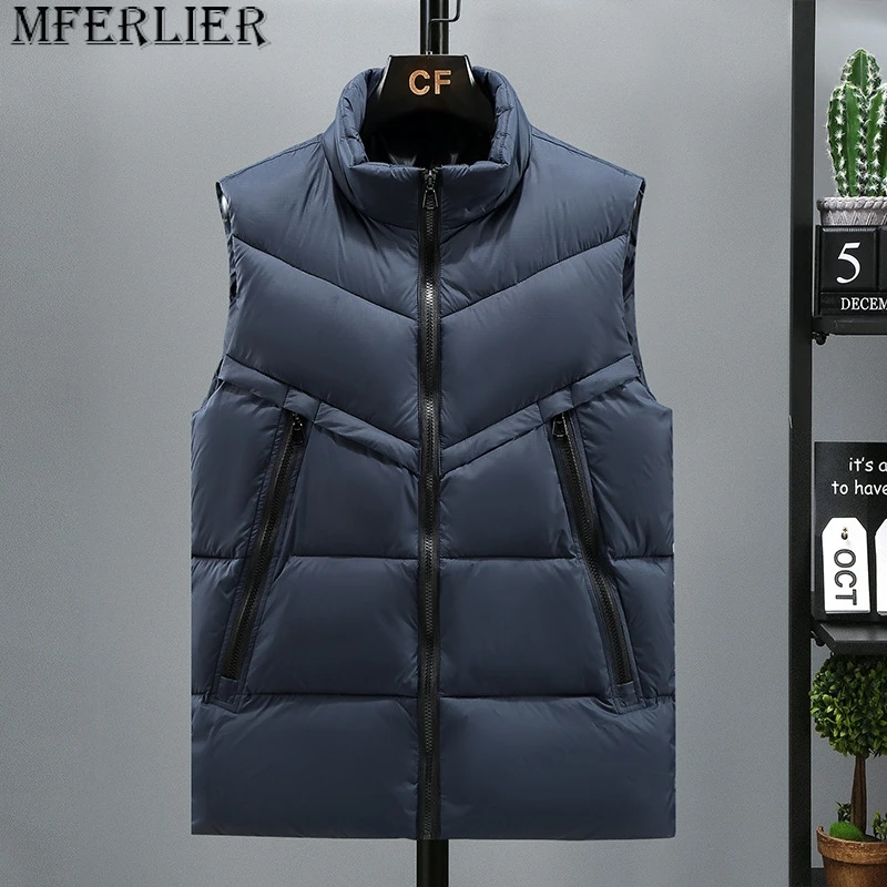 

Men Student Plus Size Autumn Winter Cotton Vest Outerwear Stand up Collar Casual Thickened Top Horse 135kg 7xl 8XL vest men