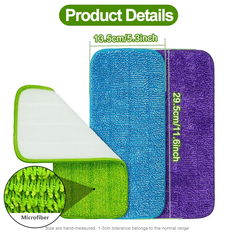 2PCS Reusable Mop Pads for Swiffer WetJet, Microfiber Refills Washable Mop Refill Pads Wet Dry Mop Replacement Heads