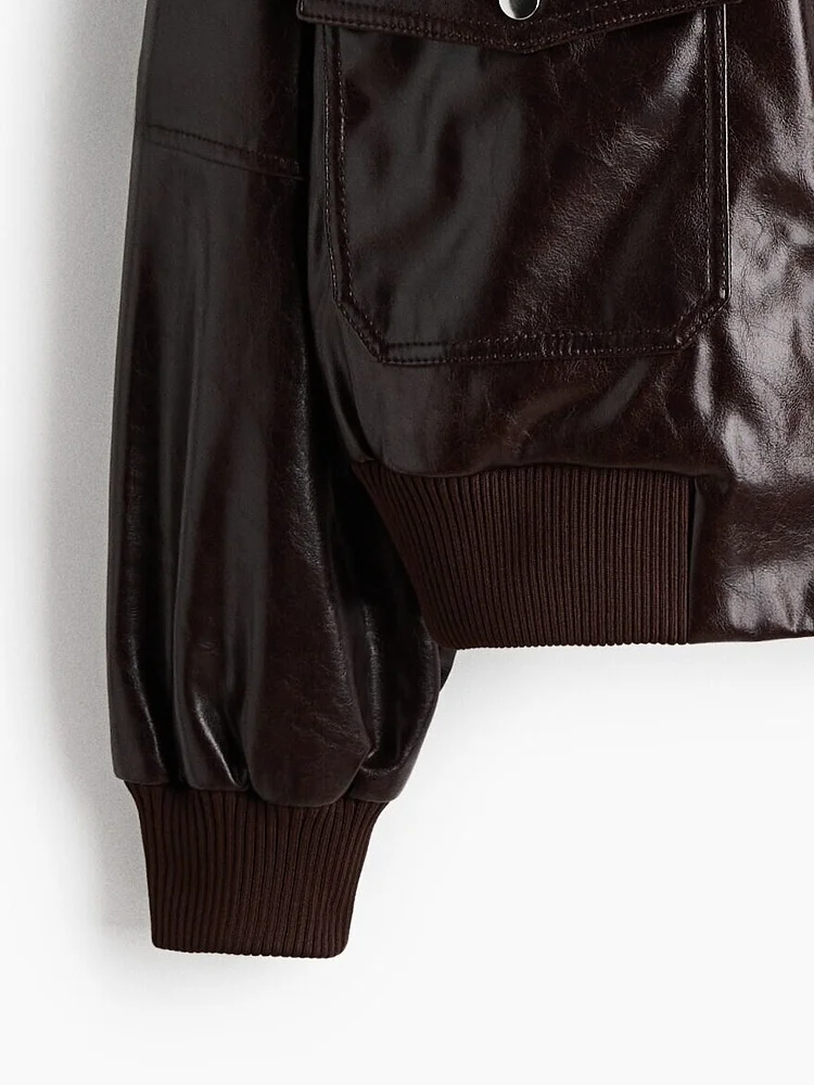 Nova Coleção Primavera: Jaqueta Feminina H&M Retrô Curta de Couro PU - Ideal para Jovens e Adultos