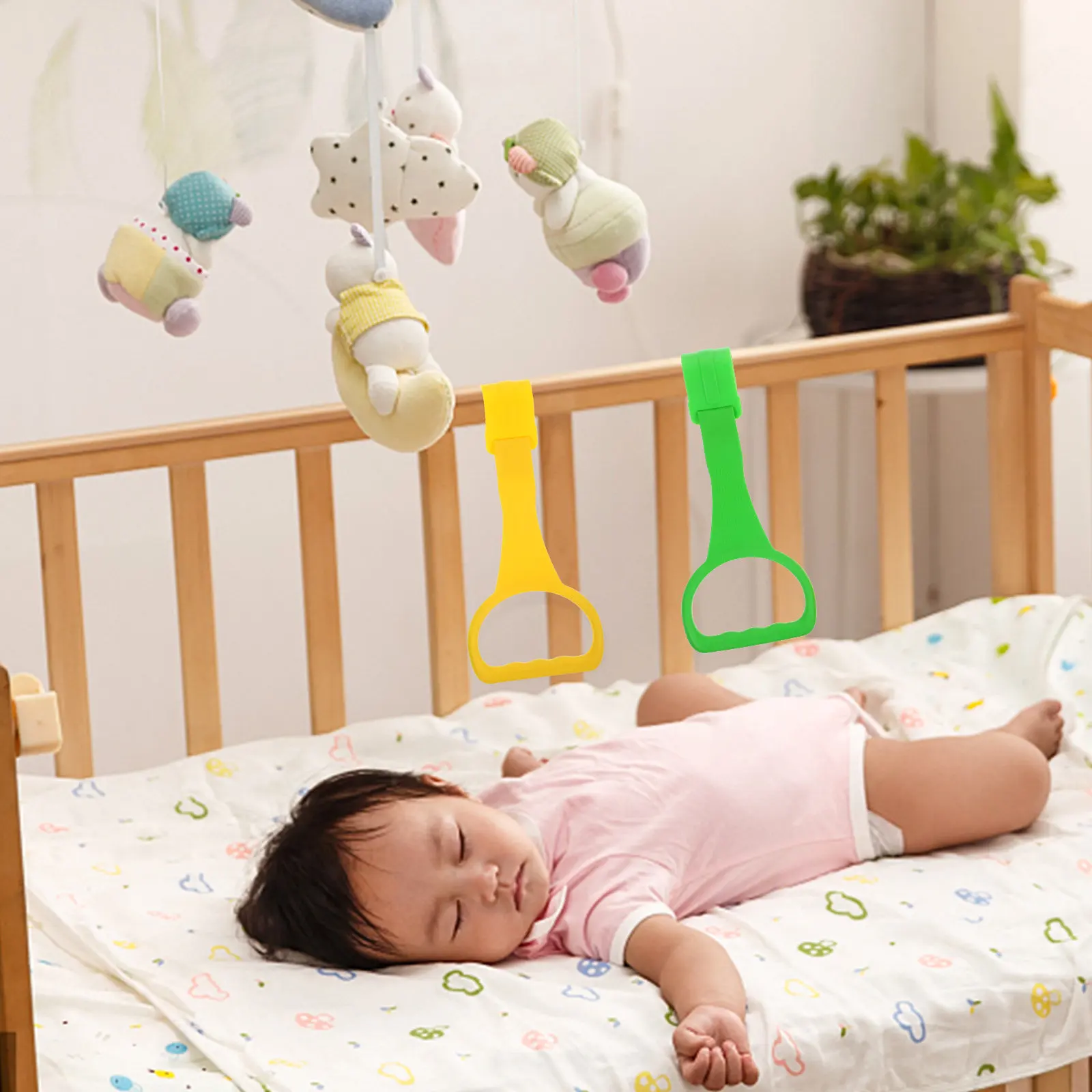 

Набор из 4 кольцевых подвесок для детской кроватки: портативные, безопасные, закругленные, для ползания и вставания