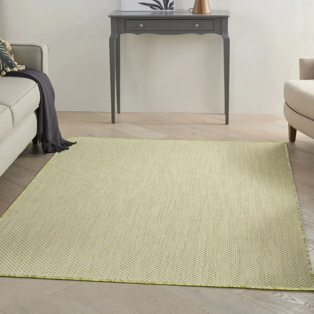 

Courtyard Indoor/Outdoor Ivory Green 4' x 6' Area Rug, (4x6)