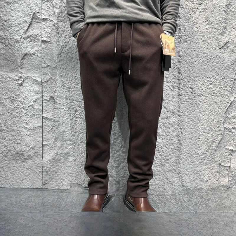 

Busin Casual Acetate Wool Blend Men's Pants Luxury Vintage Sle Straight Leg mid Waist Polyester Fiber Windproof