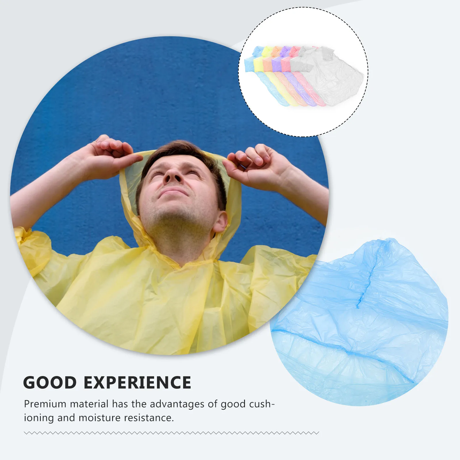 Capa de chuva descartável premium de pvc, poncho à prova d'água para adultos, portátil, compacto, dobrável, ciclismo ao ar livre, acampamento, com 10 peças