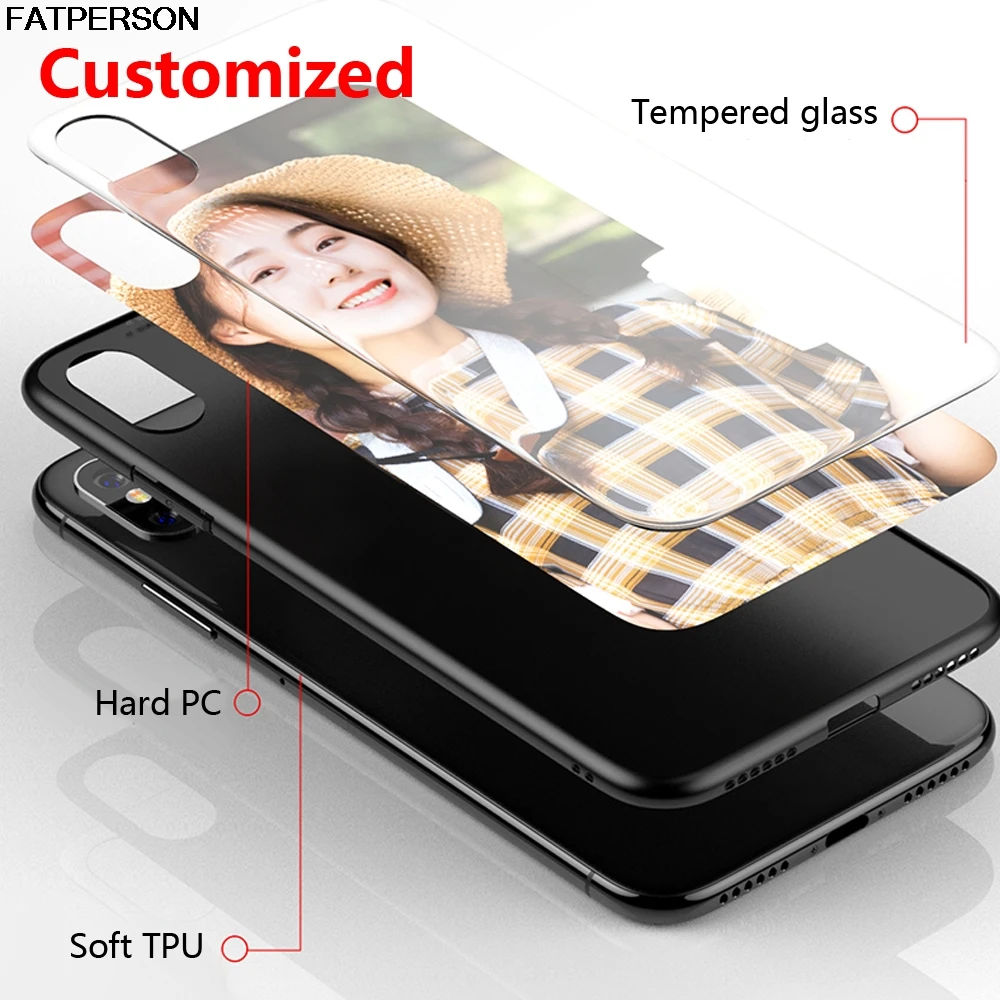 Diy Vip Gehard Glas Telefoon Case Voor Iphone 11 Pro 8 7 6S 6 X Plus Xs Case Aangepaste back Cover Voor Iphone 12Mini 12 Xr Xs Max