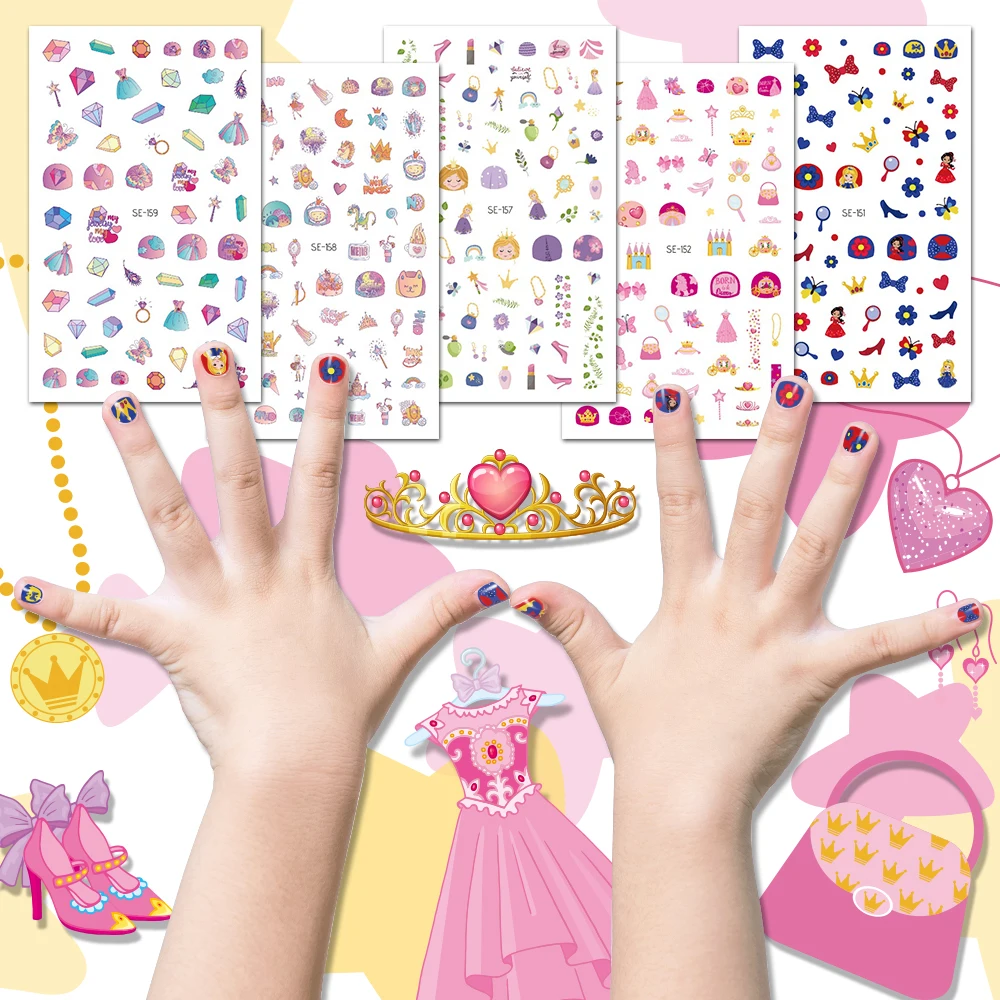 Cartoon Prinses Nagel Stickers Voor Kinderen Diy Nail Art Decoratie Meisjes Make-Up Nagel Stickers Kawaii Manicure Folie Nail Art Stickers