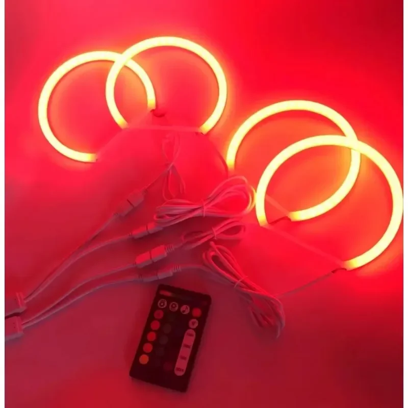 

For BMW E36 E38 E39 E46 2D Coupe HID Headlight RGB 4X131MM LED Cotton Light LED Angel Eyes Kit Halo Ring DRL News