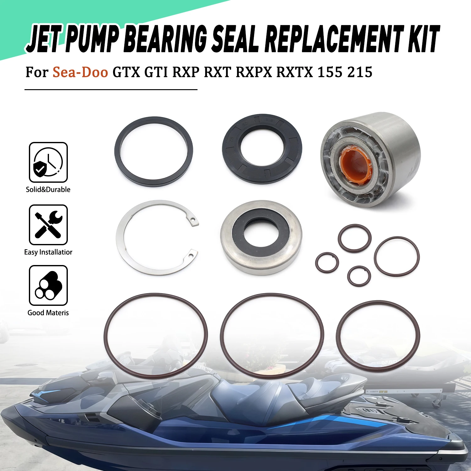 

Bearing Seals Jet Pump Refresh Rebuild Kit For Sea-Doo RXP RXT RXPX RXTX RXP-X 225 260 GTI 900 130 155 GTS GTX 170 215