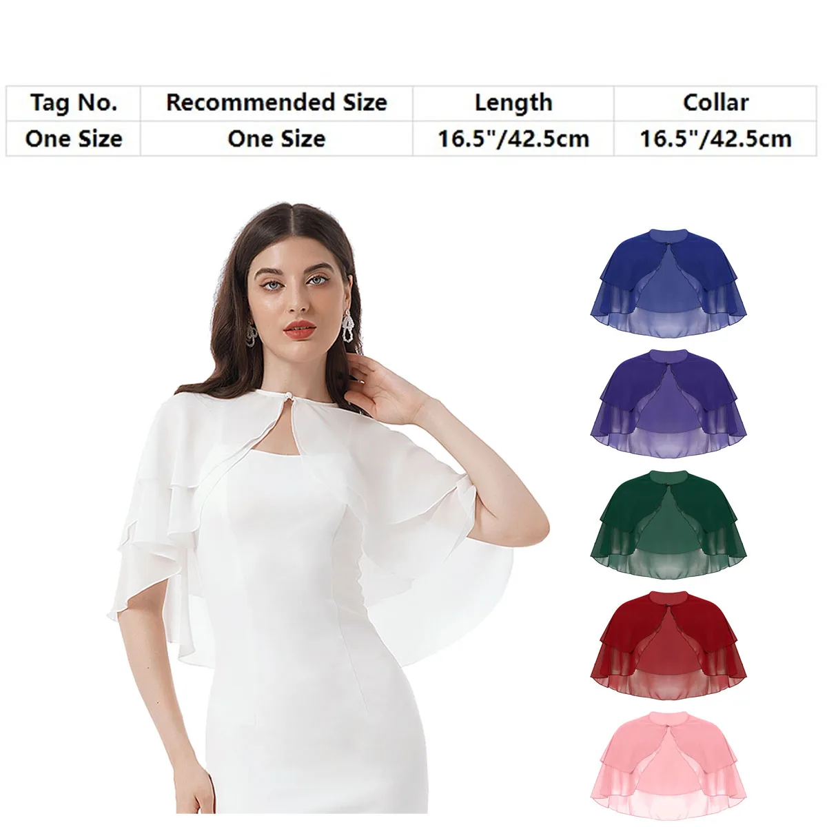Poncho in Chiffon da donna Bolero giacca a tracolla leggera ed elegante sciarpa corta a portafoglio Top per abito da sera da sposa da sposa