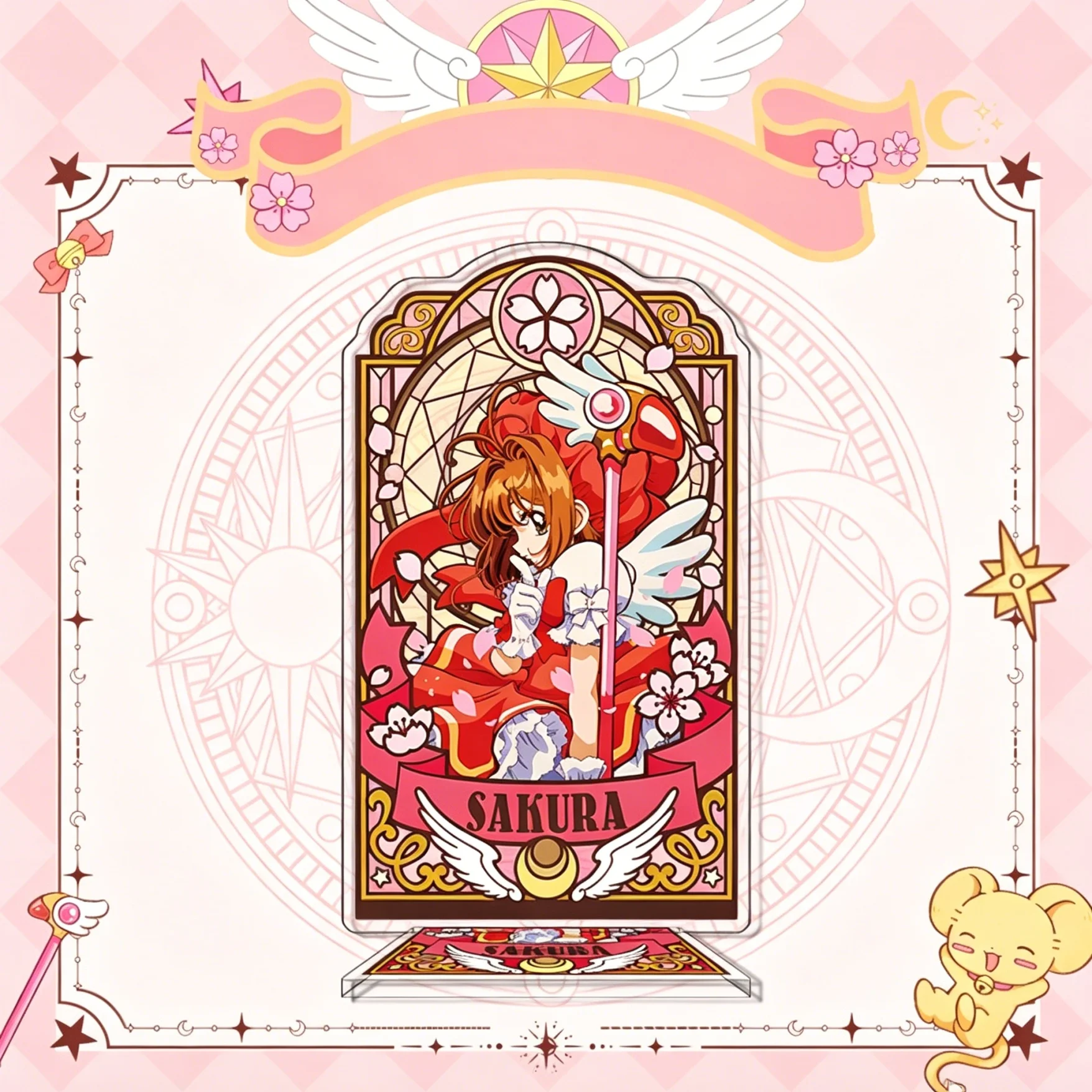 16Cm Japanese Cartoon Card Captor Kinomoto Sakura Acrylic Laminated Anime Standing Card Desktop Decoration Collecting Toys Gift view 4