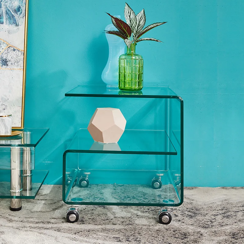 

Simple glass side cabinet, light luxury, movable shelves, flower stands, living room, coffee table, combination corner, table, s