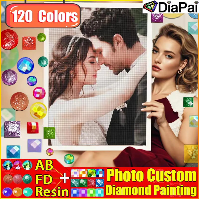 

DIAPAI 120 Colors Resin + Fairy Dust + AB Drill Custom Photo Custom Make Your Own Painting Full Drill Rhinestone Embroidery