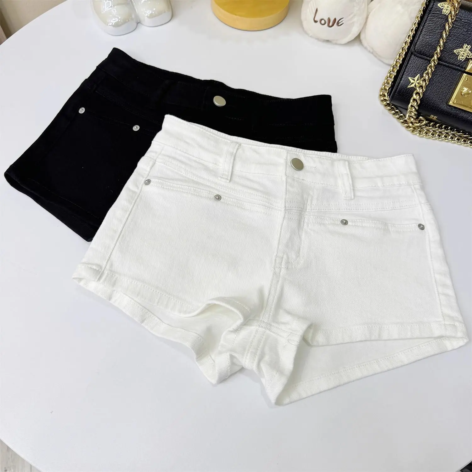 White High-waisted Elastic and Tight Spice Girls Denim Shorts Women's Summer Hip-wrapped Hot Pants Y2k Shorts