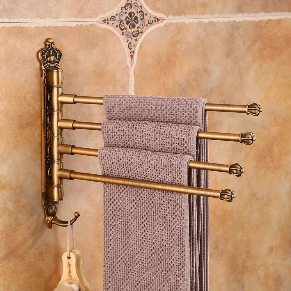 Bathroom Accessories Towel Holder Antique Bronze Movable Bath Towel Rack Bathroom Hardware