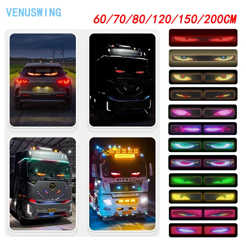 LED Matrix Pixel Panel Flexible Soft Screen Devil Eye 16 Animation Mode Truck Decoration Light RGB Car Lamp for Front Windshield