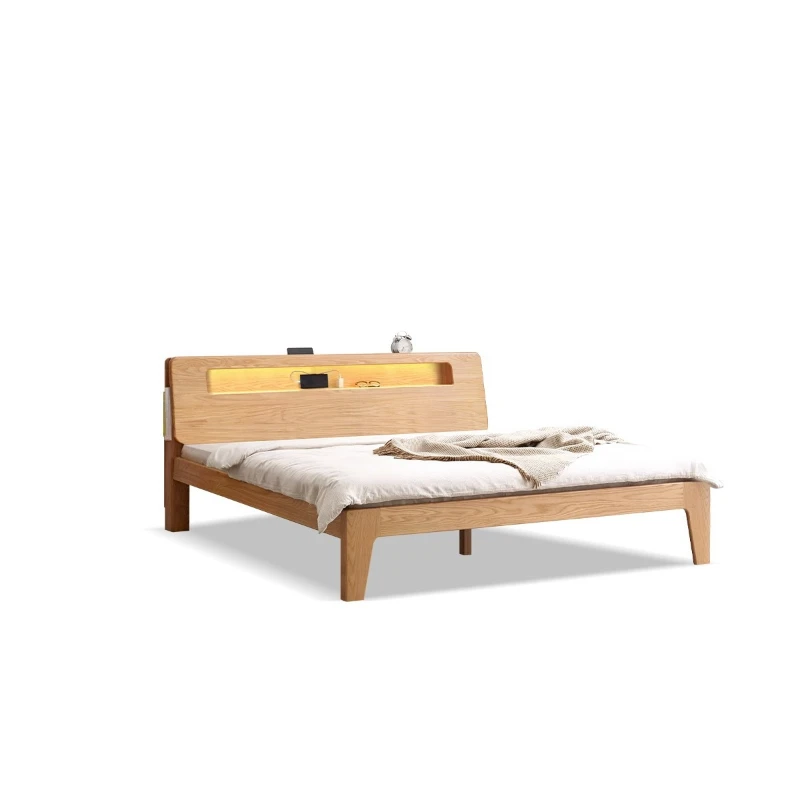 

Solid wood bed luminous 1.8 oak Nordic bed, modern simple 1.5 meters master bedroom double bed furniture