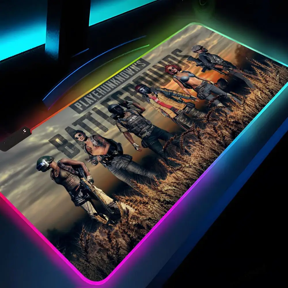 Game P-PUBG Mouse Pad XXL RGB Gaming Mouse Pad HD Gamer Accessories Large LED Light MousePads PC Carpet With Backlit