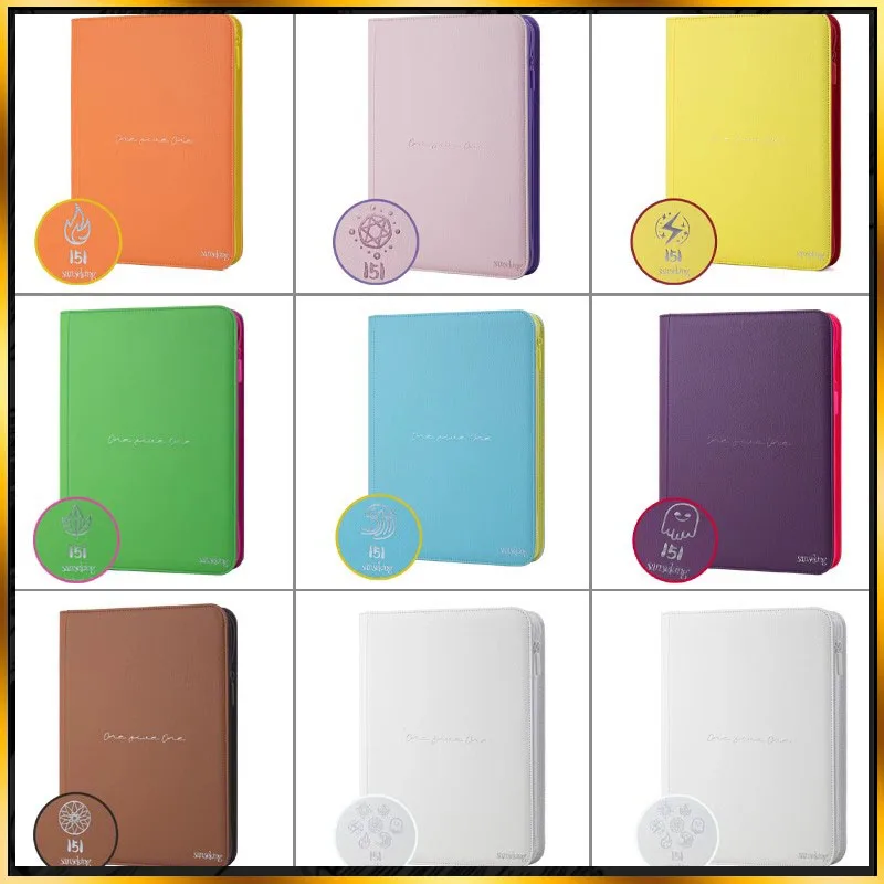 

Card Binder 9 Pockets 900 Trading Cards Holder Book Durable Loading Card Fold Leather Surface PU Cover Zip Binder For Cards