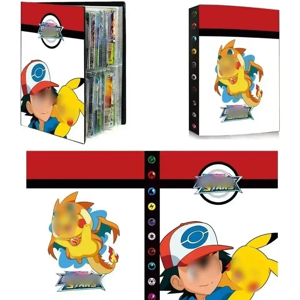 240 pièces quatre cadres dessin animé Album carte livre Charizard Collections carte lettres support classeur dessin animé VMAX jeu Collection dossier