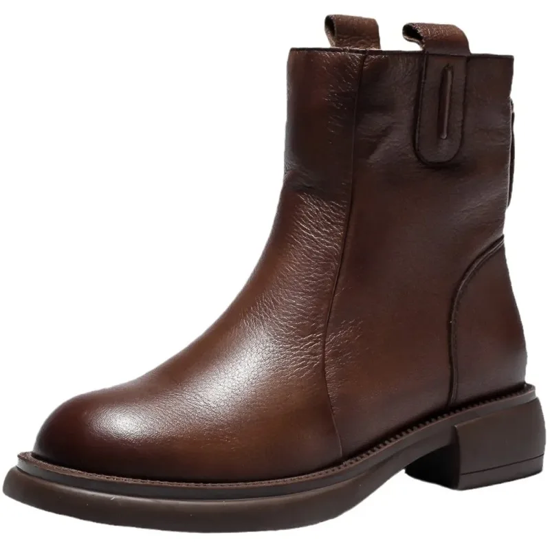 

2023 New Autumn Winter Shoes Women Boots Thick Sole Women Ankle Boots Brand Ladies Winter Footwear Warm Plush Black Brown